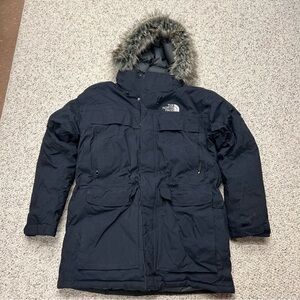 Vintage The North Face Men’s Hyvent Goose Down Parka Jacket XL Black Fur AAJB